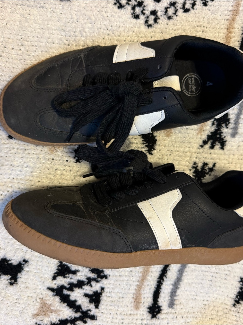 wonder nation Black Sneakers with White Stripe